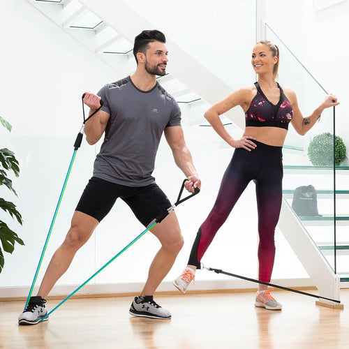 Pack Foldable Abdominal Machine and Resistance Band Set with