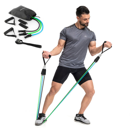 Pack Foldable Abdominal Machine and Resistance Band Set with