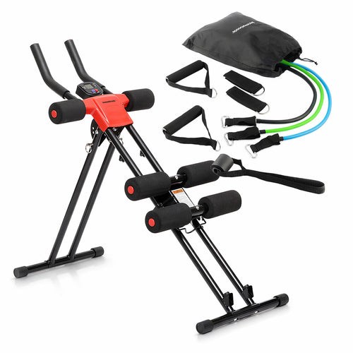 Pack Foldable Abdominal Machine and Resistance Band Set with