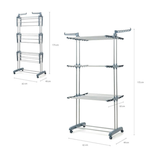 Folding Vertical Clothes Dryer with Wheels Dolver InnovaGoods 24 Bars