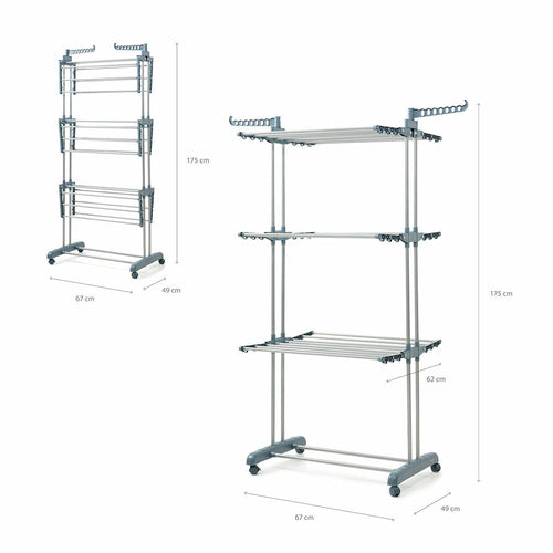 Folding Vertical Clothes Dryer with Wheels Dolver InnovaGoods 24 Bars