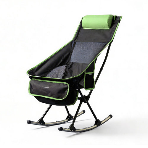 2-in-1 Folding Camping Rocking Chair with Pocket, Cushion and Carry