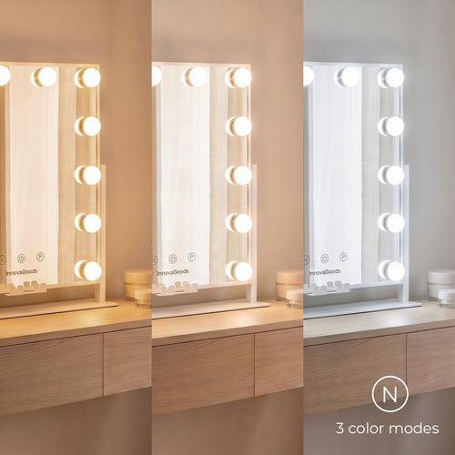 Tilting LED Vanity Mirror Hollywood Glarisse InnovaGoods 12 Light