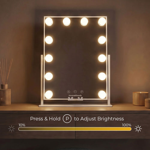 Tilting LED Vanity Mirror Hollywood Glarisse InnovaGoods 12 Light